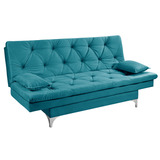 Sofá Cama Reclinável Áustria Em Suede Essencial Estofados Cor Azul turquesa