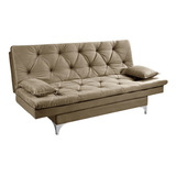 Sofá Cama Reclinável Áustria Em Suede Essencial Estofados Cor Chocolate