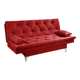 Sofá Cama Reclinável Áustria Em Suede Essencial Estofados Cor Vermelho
