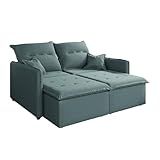 Sofá Cama Retrátil E Reclinável 2m 3 Lugares Bipartido Com Molas Glamour Veludo Selmer Cinza 