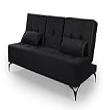 Sofá Cama Solteiro Colorado Reclinável 3 Posições Tecido Suede Preto