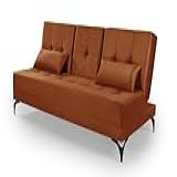 Sofá Cama Solteiro Colorado Reclinável 3 Posições Tecido Suede Terracota 