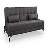 Sofá Cama Solteiro Nevada Reclinavel Revestimento Linho Pes Em Ferro GRAFITE