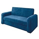 Sofá Cama Versátil 2 Lugares Veludo Selmer AZUL 