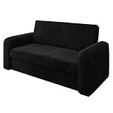 Sofá Cama Versátil 2 Lugares Veludo Selmer PRETO 