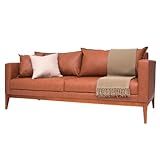 Sofá Classic Living 2 Metros Tecido Corino Whisky 3 Lugares Com 2 Almofadas