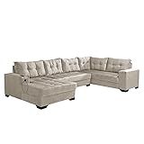 Sofá De Canto 6 Lugares Dijon Com Chaise Esquerdo E Entrada USB Suede Areia