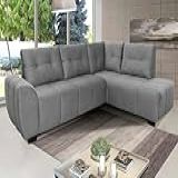 Sofá De Canto 6 Lugares Hellen Lugano Com Revestimento Em Tecido Velut Cinza E 205-190 Cm