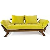 Sofá Japão Futon Acquablock Amarelo Madeira Cor Imbuia