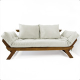 Sofá Japão Futon Acquablock Branco Off Madeira Imbuia
