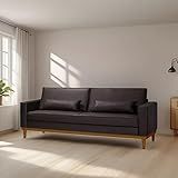 Sofá Living Valência 2-20mt - Base Madeira - Corino Marrom