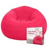 Sofá Poltrona Puff Inflável Deluxe Aveludado VG Plus Vermelho 