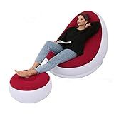 Sofá Preguiçoso Inflável Dobrável Reclinável Sofá Cama Ao Ar Livre Com Pedal Confortável Reunindo Sofá Individual Cadeira Revestimento De Pilha Vermelho Little Surprise