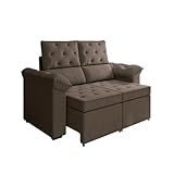 Sofá Retrátil 2 Lugares York Suede Marrom