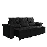Sofá Retrátil 3 Lugares 2-10m York Suede Preto