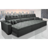 Sofá Retrátil E Reclinável 3 82m Austin Com Molas No Assento Suede Velusoft Cinza Cama Inbox
