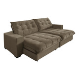 Sofá Retrátil E Reclinável 6 Lugares 3 10m Suede Castor Super Pillow Top Califórnia Com Molas Ensacadas Marrom Claro Sofá Casa Premium