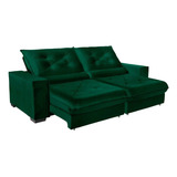 Sofá Retrátil E Reclinável Cancún Com Molas Ensacadas E Super Pillow Top 2 5m Suede Velusoft Verde 4 Lugares Sofá Casa Premium