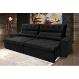 Sofá Retrátil Reclinável França 2 50m Suede Velut Preto C Molas No Assento King House