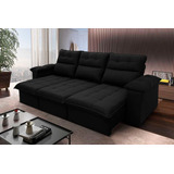 Sofá Retrátil Reclinável Verona 2 30m Suede Velut Preto Molas No Assento King House