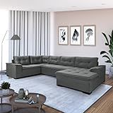 Sofá Viena 6 Lugares Chaise E Canto Suede Cinza 380 Casa Imperial