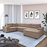 Sofá Viena 6 Lugares Com Chaise E Canto Suede Casa Imperial -CHOCOLATE 377-