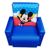 Sofazinho Puff Infantil Mini Poltrona Kids Mickey Azul
