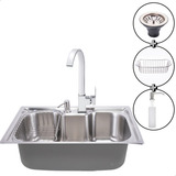 Soft Inox Premium Gourmet Cuba Pia Cozinha Gourmet Aço Inoxidável Escovado 60cm X 40cm Com Torneira Monocomando Cor Prateado