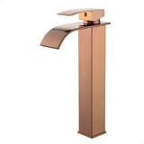 Soft Inox Torneira Monocomando Para Banheiro Cascata Baixa Dourada Acabamento Brilhante Cor Rose