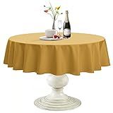Softalker Toalha De Mesa Redonda Impermeável E Resistente A Manchas Tecido Lavável 210 G M Capa De Mesa De Poliéster Para Jantar Festa Ar Livre 122 Cm Dourada