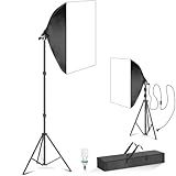 Softbox 1Pcs Kit De Iluminaç Softbox Duplo Profissional Completo Profissional Softbox Com Tripé Tamanho 50CMx70CM 5500K 135W Lâmpada De Iluminação Tripé De Iluminação E Bolsa 110V