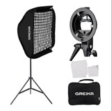 Softbox Grid 60x60 Cm Greika Para Flash Speelight E Tripé 2m
