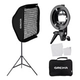 Softbox Grid 60x60 Cm Greika Para Flash Speelight Tripé 2m