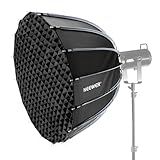 Softbox Parabólico 90cm Montagem Bowens Preto Liberação Rápida Iluminação Suave E Uniforme Para Estúdio Vídeo E Fotografia