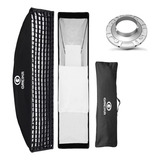 Softbox Strip Light Com Grid Greika Bowens 35x140cm P/ Flash 110v/220v