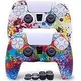 Sofunii Pacote Com 2 Capas Protetoras De Silicone Antiderrapantes Para Controle PlayStation 5 PS5 Com 8 Capas De Polegar Brilhante E Colorida 