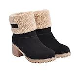 Soimiss Botas De Inverno Botas Femininas Botas Pretas Botas De Camurça De Inverno Botas De Tornozelo De Dedo Redondo Botas Femininas Sapatos Femininos Botas De Tornozelo De Salto Grosso