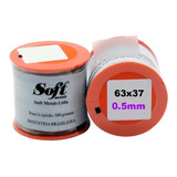 Solda Fio Estanho Com Fluxo Eletrônica 63x37 0,5mm Rolo 500g