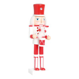 Soldado De Chumbo De Madeira Vermelho E Branco C Tambor 26cm