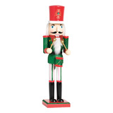 Soldado De Chumbo De Madeira Vermelho E Verde C Tambor 38cm