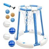 SolDazz Cesta De Basquete à Beira Da Piscina Conjunto De Basquete Flutuante Com 4 Bolas 4 Balões De água Bomba Uso Interno E Externo Para Crianças E Adultos Azul