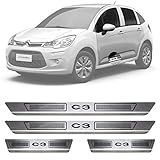 Soleira De Aço Inox Escovado Citroen C3 4 Portas 2004 05 06 07 08 09 10 11 12 13 14 15 16 17 18 19
