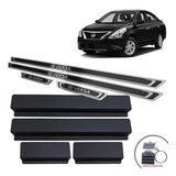 Soleiras Aço Inox Nissan Versa 2015 2020 Preto Alto Relevo