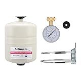 Solimeta Tanque De Expansão De água Potável De 2-1 Galão Com Suporte De Montagem Ajustável Na Parede E Medidor De Teste De Pressão De água De 2-1-5-1 Cm Rosca Fêmea- 0-200 Psi