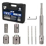 Sollar Kit De Serra Copo Para Concreto Com 10 Peças Com 3 Brocas E Biela Sds Plus De 220 Mm Ponta De Carboneto De Tungstênio Yg9 E Corpo De Aço De Alto Carbono Endurecido Plus Para Parede De Pedra De