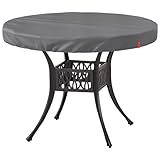 SoloToo Capa De Mesa Redonda à Prova D água Resistente Aos Raios UV Para Mesas De Pátio De 147 Cm De Diâmetro   Protetor De Mesa Resistente à Intempéries Com Bainha Elástica  Cinza 