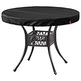 SoloToo Capa De Mesa Redonda Para Exterior  Capas De Mesa Redonda Anti Uv À Prova D Água Para Pátio  Cabe Em Móveis De Pátio Redondo De Até 46    48  De Diâmetro  Preto 