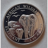 Somalia 100 Shillings Onça 31,1 Gr Prata 999 Elefante 2015