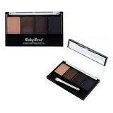 Sombra De Sobrancelhas Paleta 3 Tons Fixador Ruby Rose Cor Da Sombra Tons Marrons
