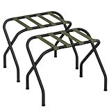 SONGMICS Suporte De Bagagem Para Quarto De Hóspedes Conjunto De 2 Suportes De Mala Estrutura De Aço Dobrável Para Hotel Quarto Comporta Até 50 Kg 27 X 38 X 51 Cm Verde Floresta E Preto